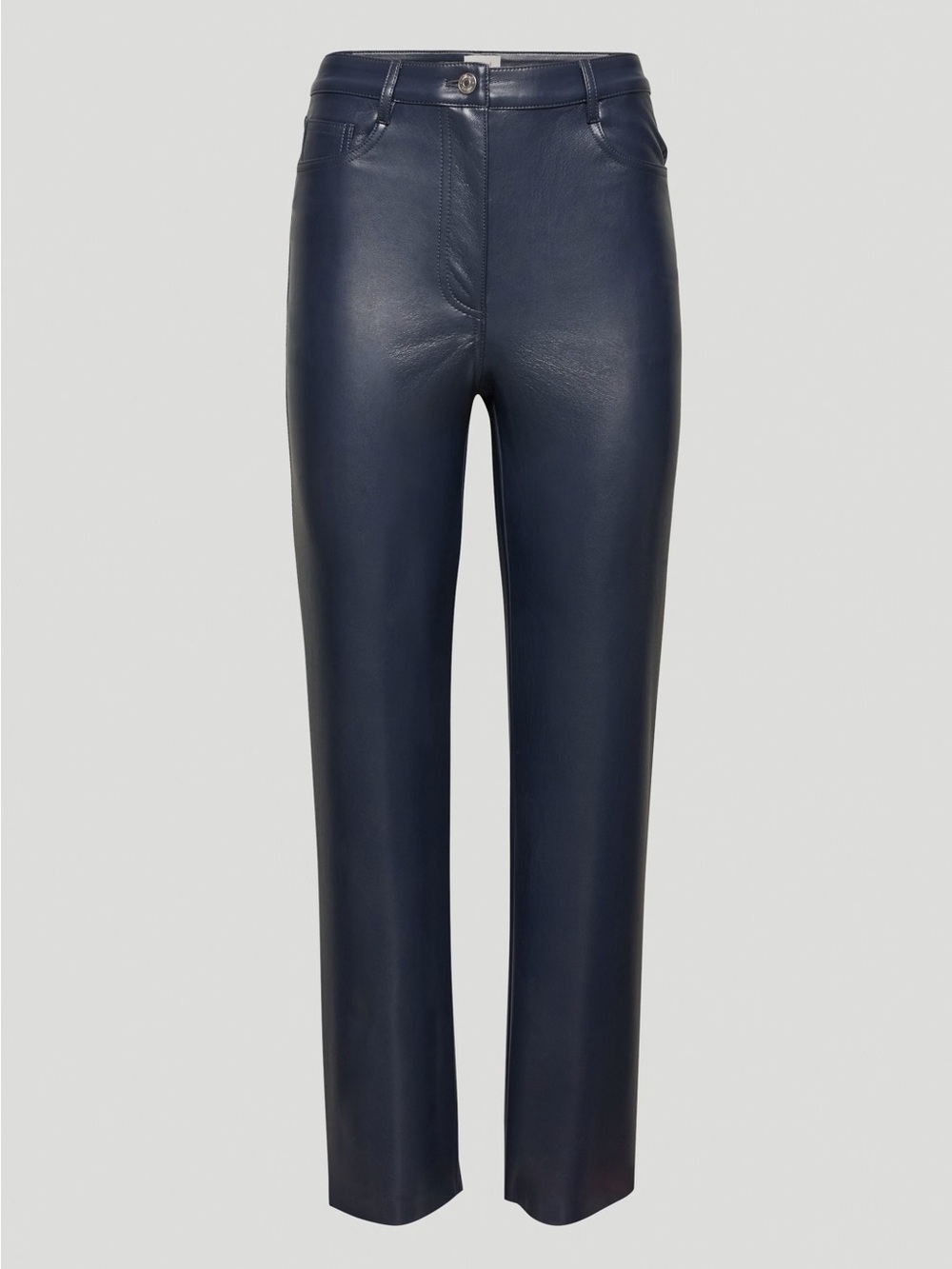Wilfred Aritzia Melina Navy Straight-Leg Leather Pants